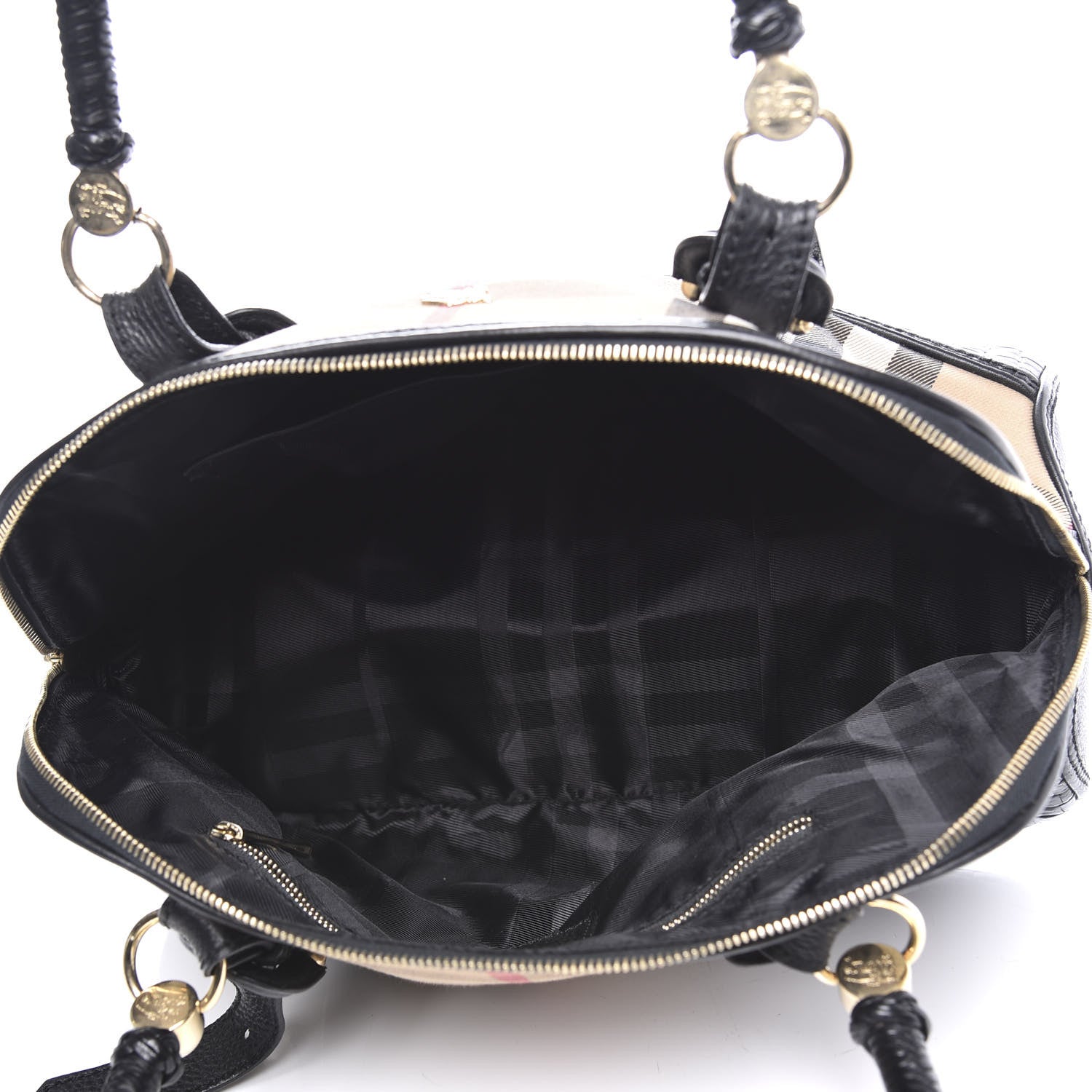 Burberry Canvas House Check Woven Satchel Black 4 of 9