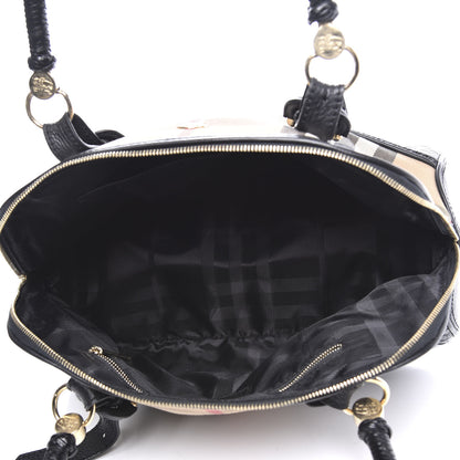 Burberry Canvas House Check Woven Satchel Black 4 of 9