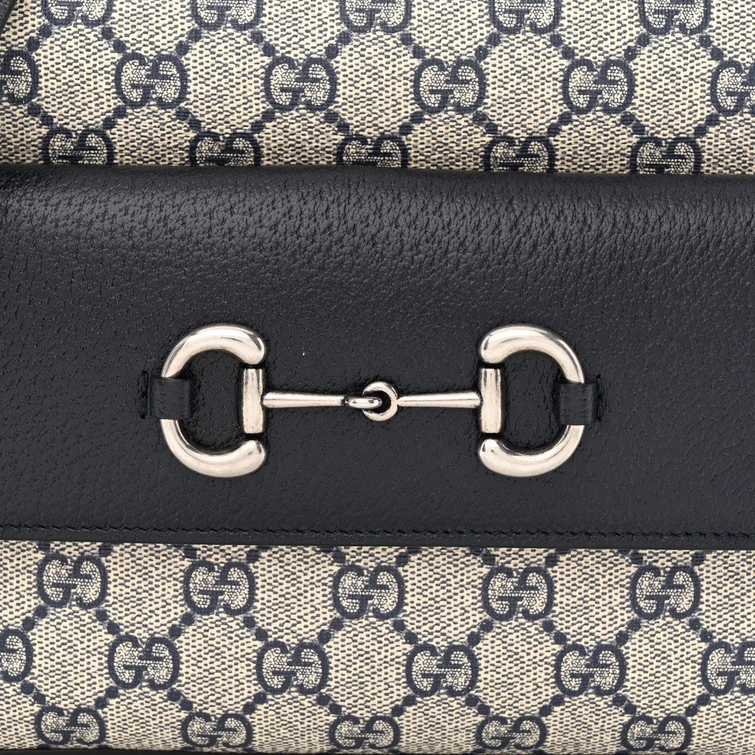 Gucci GG Supreme Monogram Textured Dollar Calfskin Small Horsebit 1955 Shoulder Bag Beige Blue 8 of 13
