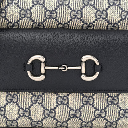 Gucci GG Supreme Monogram Textured Dollar Calfskin Small Horsebit 1955 Shoulder Bag Beige Blue 8 of 13