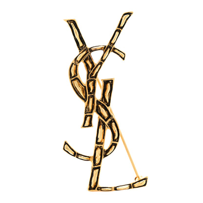 Saint Laurent Monogram Crocodile Opyum Brooch Gold 1 of 6