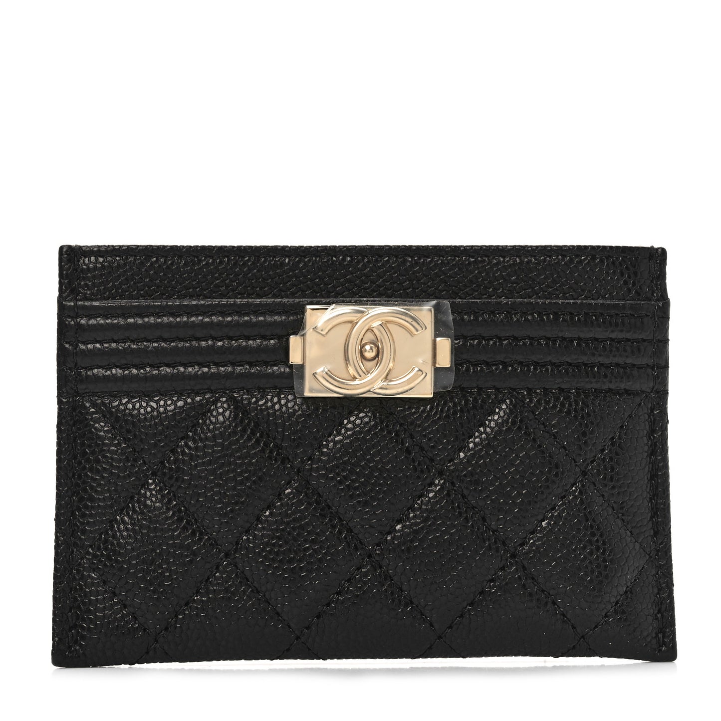 Caviar Quilted Boy Card Holder Black