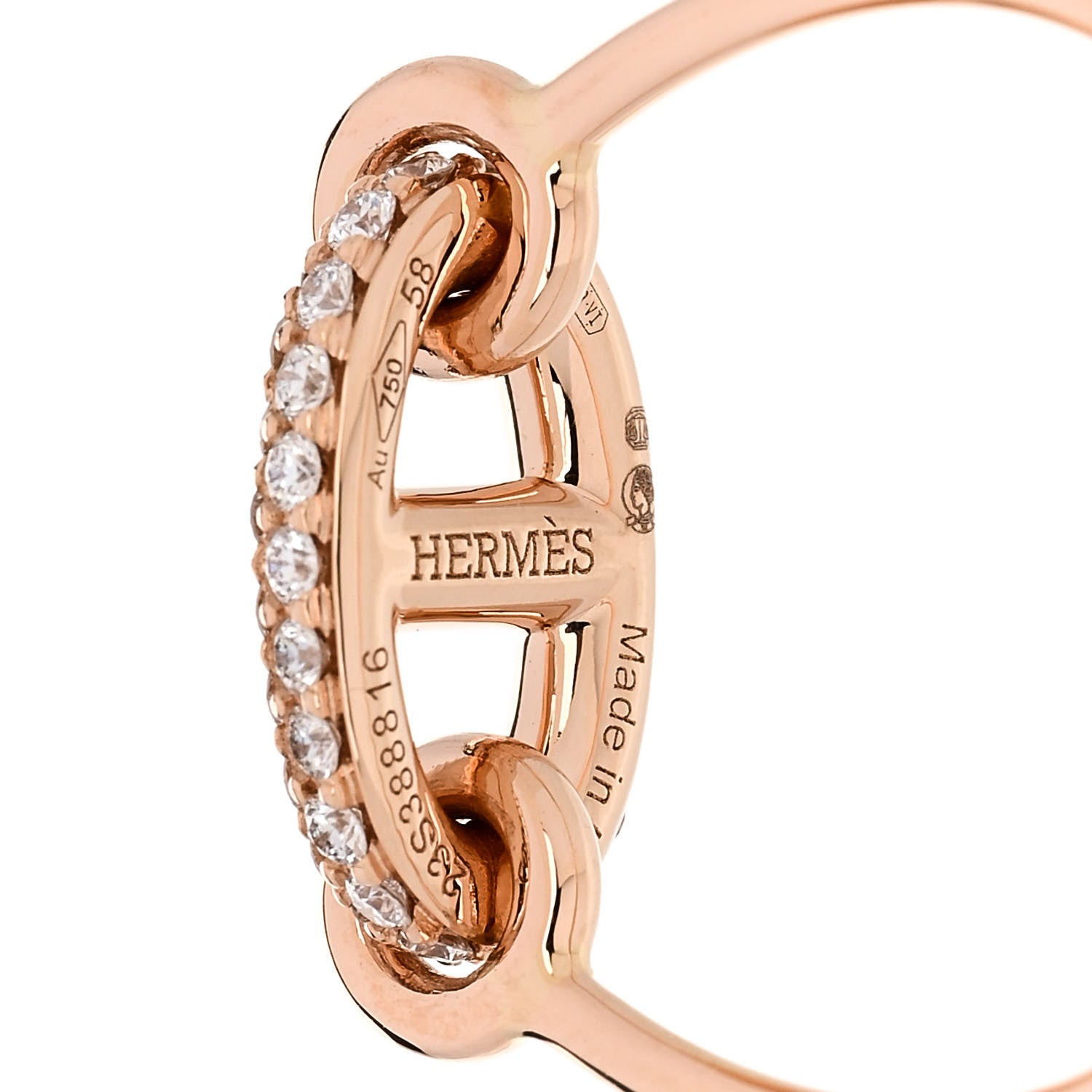 Hermes 18K Rose Gold Diamond Farandole Ring 58 8.25 5 of 6