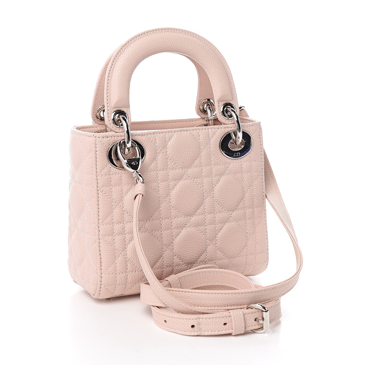 Christian Dior Grained Calfskin Cannage Mini Lady Dior Rose Poudre 3 of 10