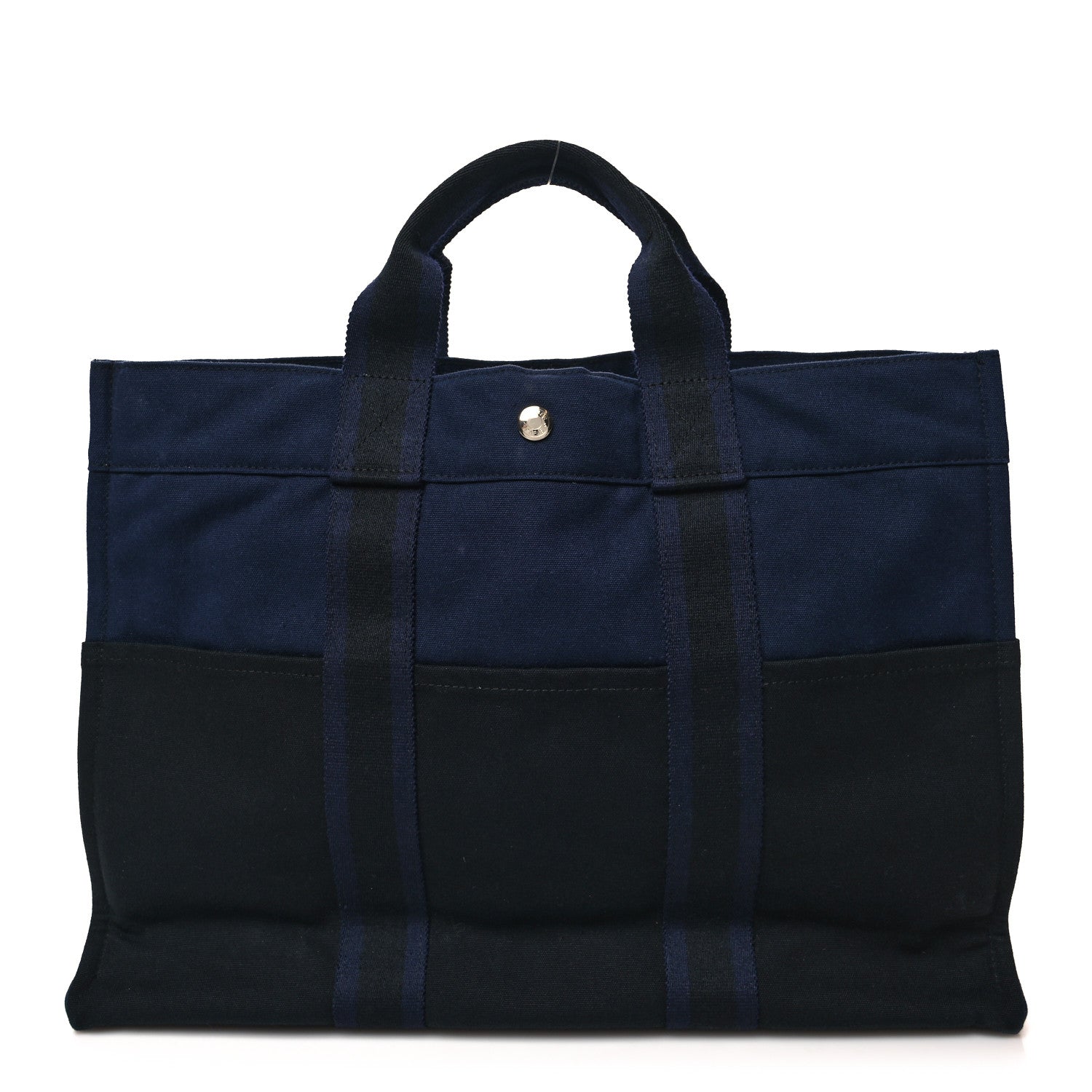 Hermes Canvas Herline GM Tote Navy 1 of 11