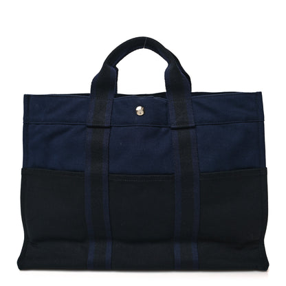 Hermes Canvas Herline GM Tote Navy 1 of 11