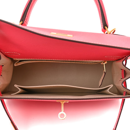 Hermes Epsom Horseshoe Kelly Sellier 25 Rose Azalee Parchemin 5 of 12