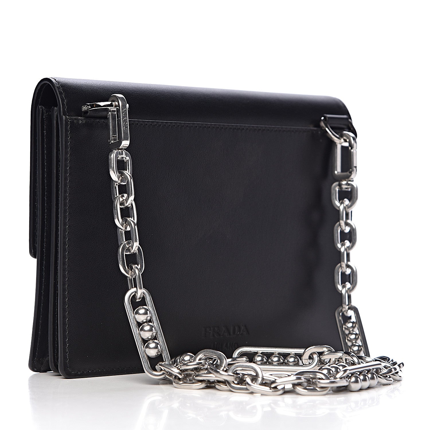 Prada City Calfskin Crystal Embellished Mini Shoulder Bag Black 3 of 12