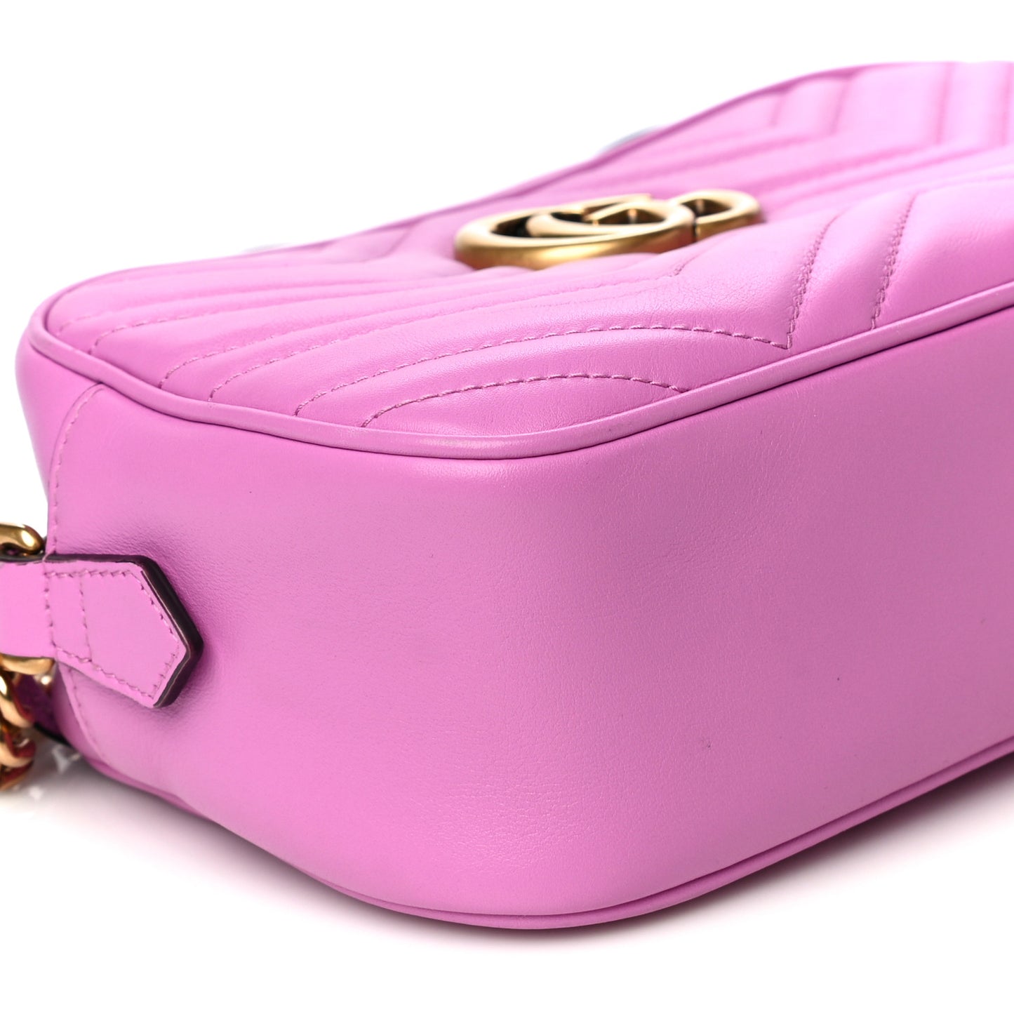 Calfskin Matelasse Small GG Marmont Chain Shoulder Bag Candy Mousse