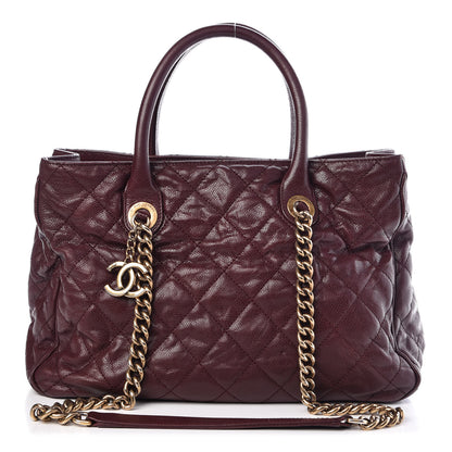 Chanel Glazed Caviar Quilted Small Shiva Tote Burgundy 1 of 12