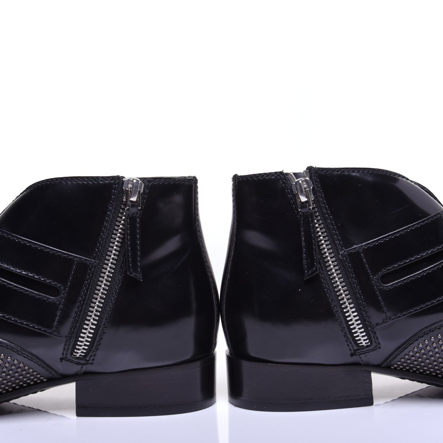Calfskin Studded Punk Ankle Boots 36 Black