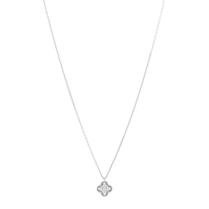 Van Cleef & Arpels 18K White Gold Diamond Sweet Alhambra Pendant Necklace 1 of 5