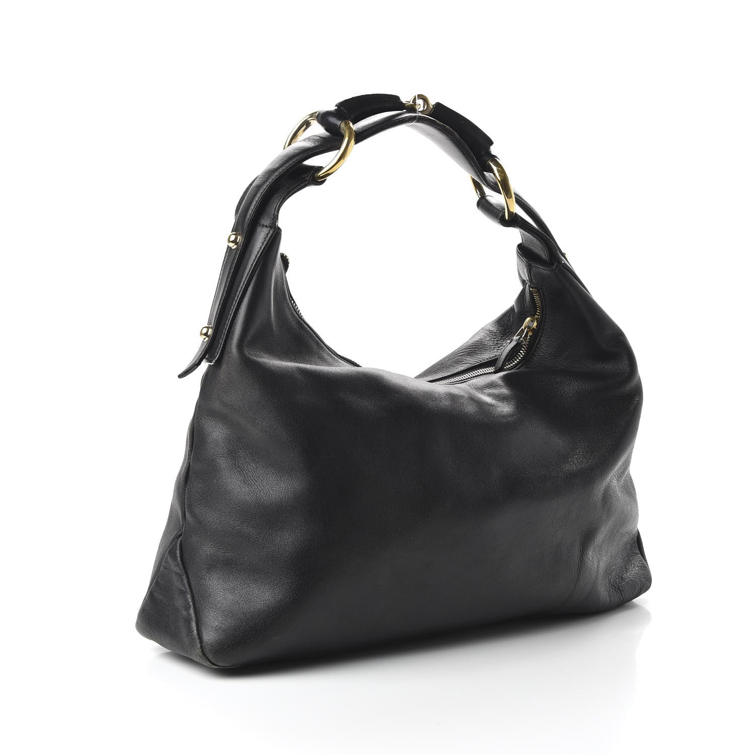 Gucci Calfskin Medium Horsebit Chain Hobo Black 3 of 12