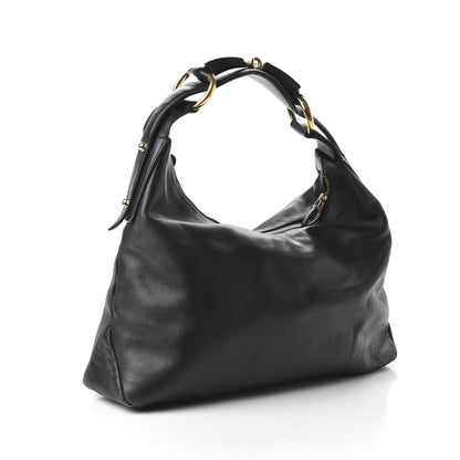 Gucci Calfskin Medium Horsebit Chain Hobo Black 3 of 12
