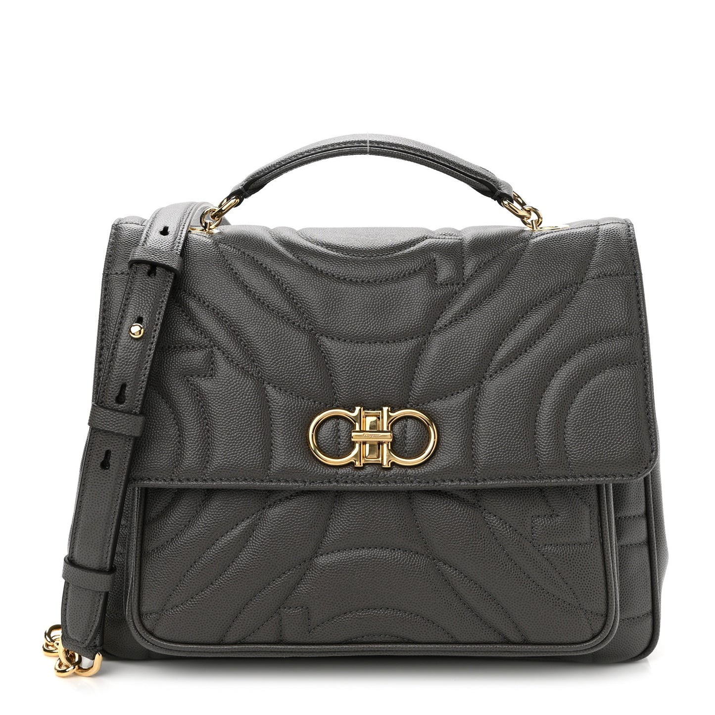 Calfskin Quilted Medium Gancini Top Handle Bag Sparrow