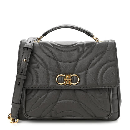 Salvatore Ferragamo Calfskin Quilted Medium Gancini Top Handle Bag Sparrow 1 of 10