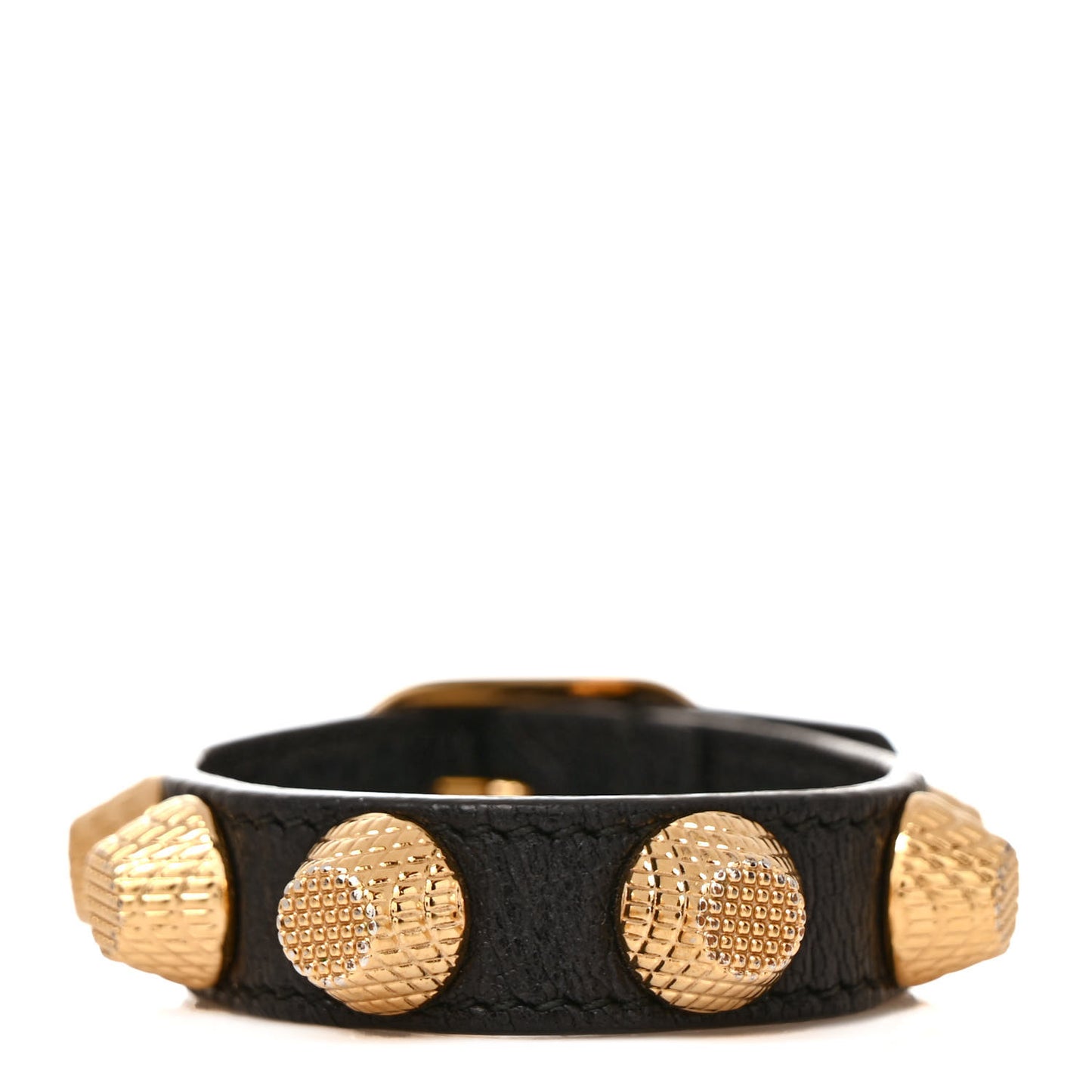 Agneau Giant 12 Gold Hardware Stud Bracelet M Black