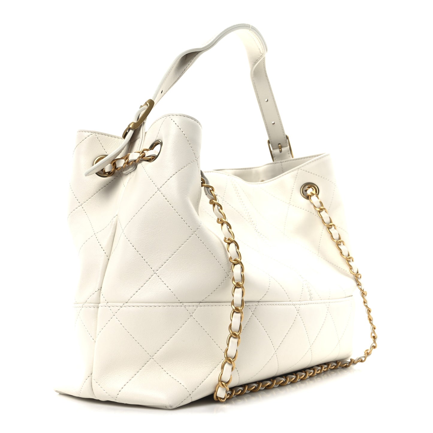 Calfskin Quilted Small Coco Base Shopping Bag White