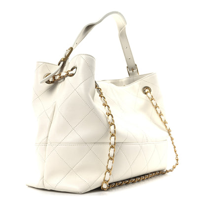 Chanel Calfskin Quilted Small Coco Base Shopping Bag White 3 of 10