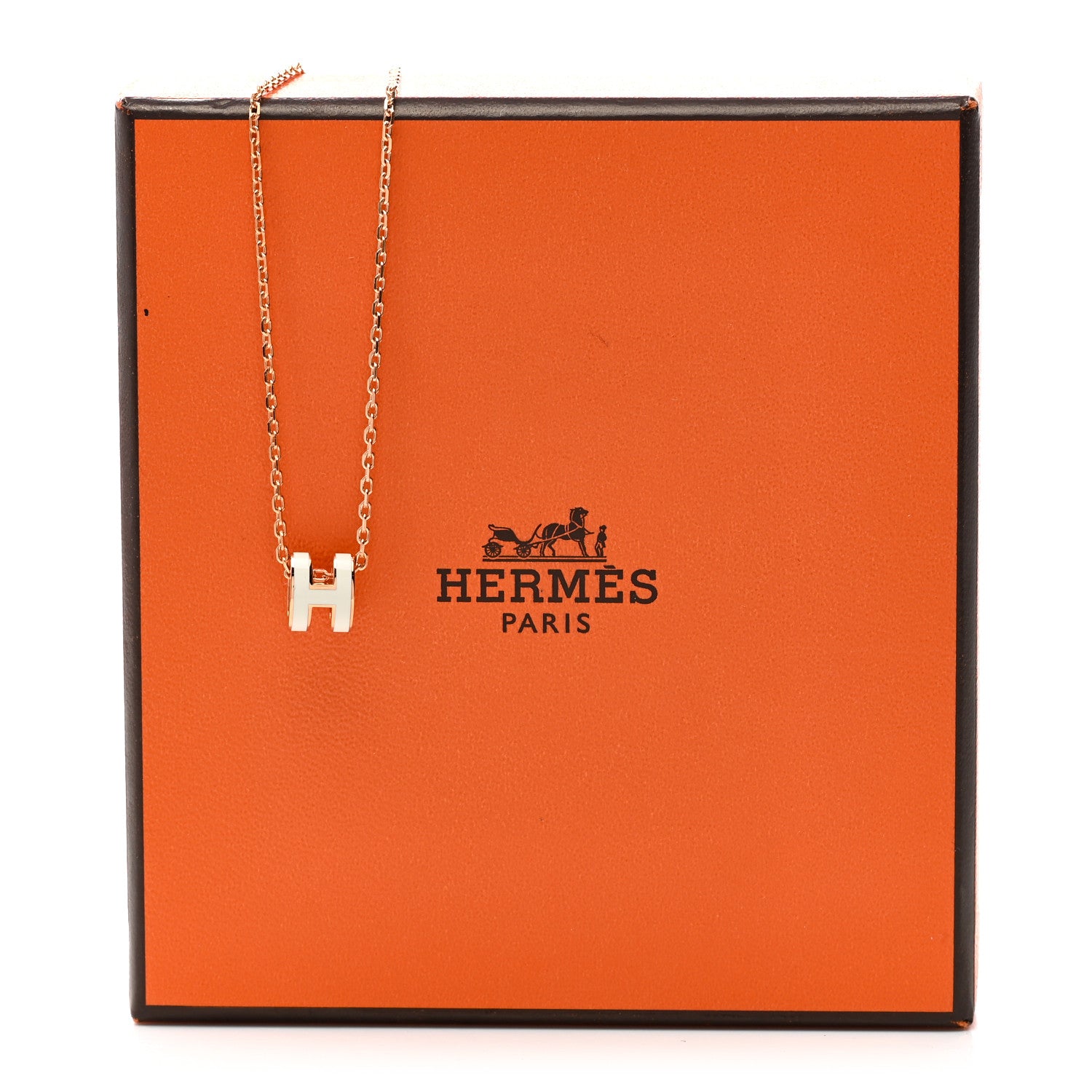 Hermes Lacquered Rose Gold Mini Pop H Pendant Necklace White 7 of 7