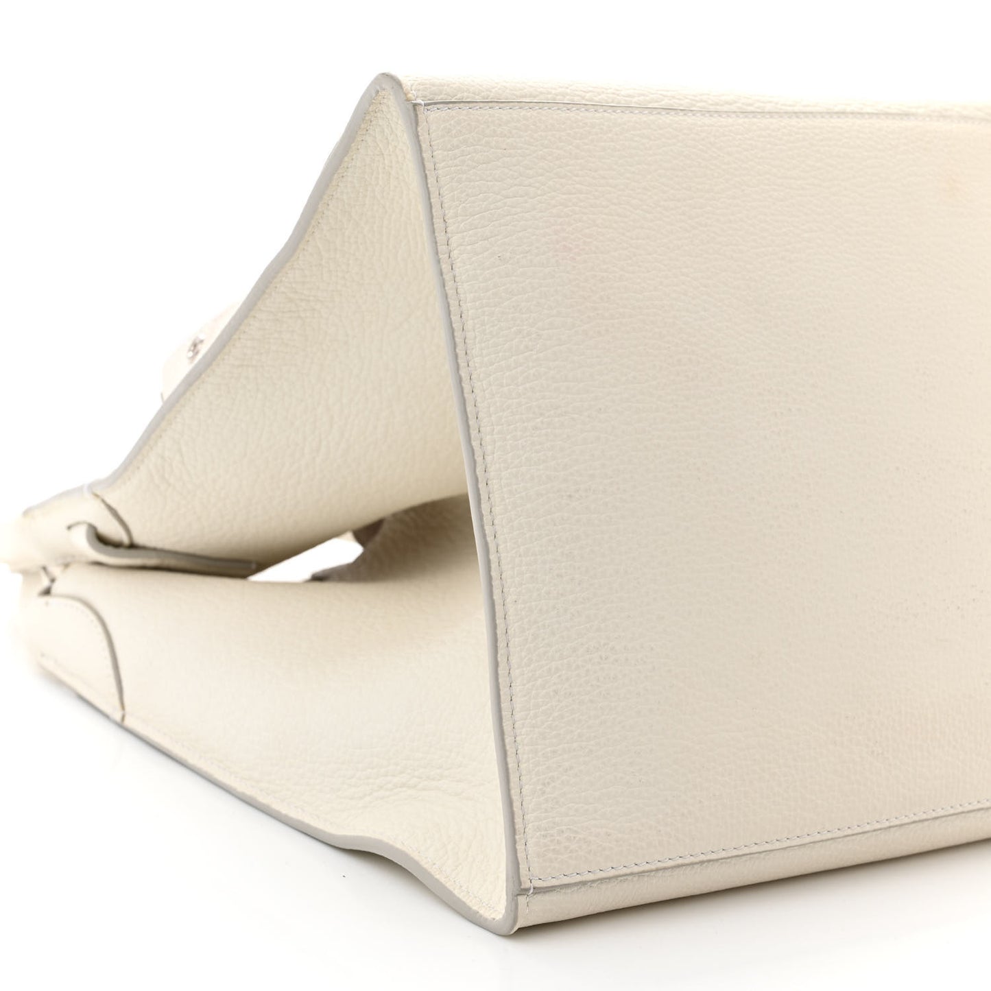 Supple Grained Calfskin Small Big Bag White