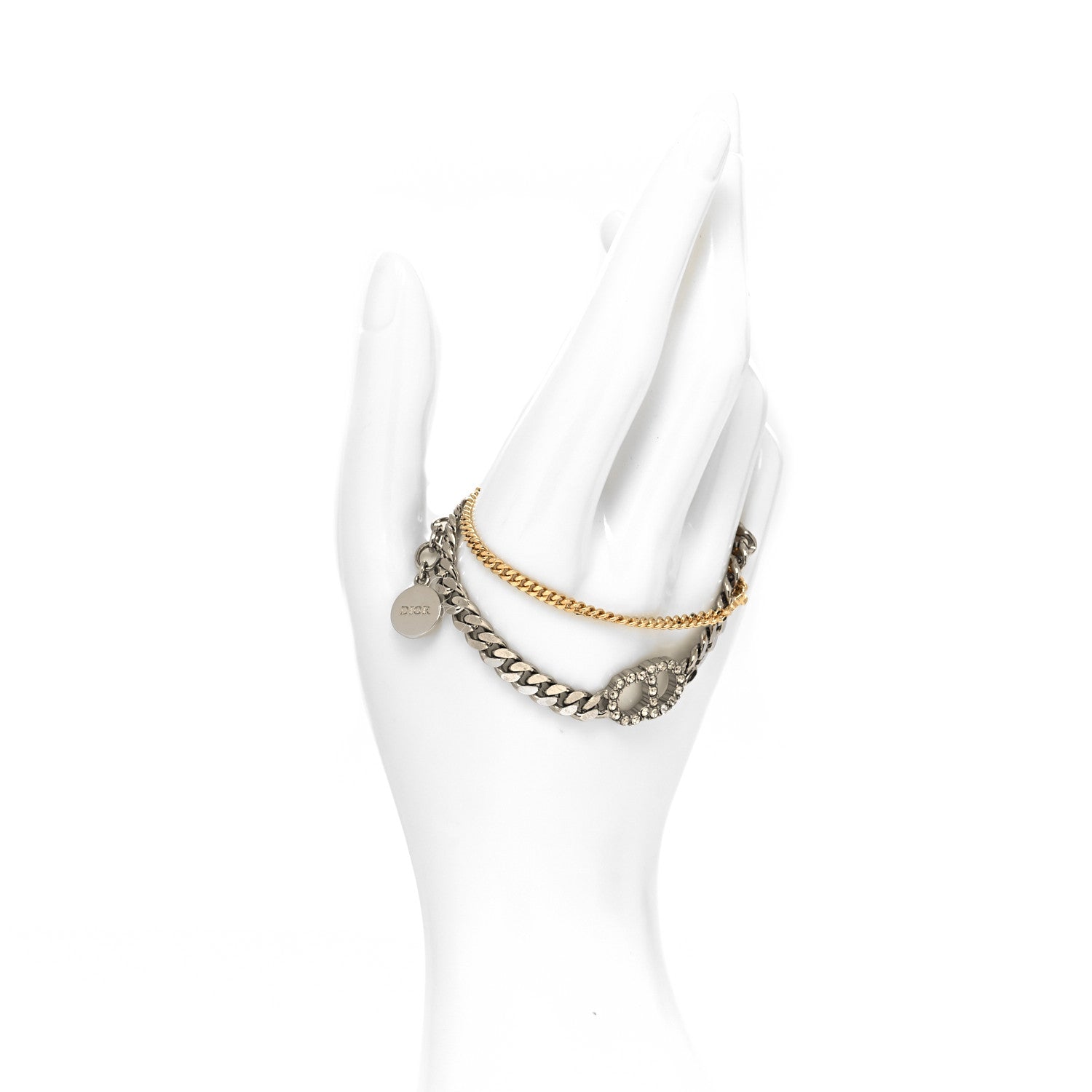 Christian Dior Crystal CD Bracelet Silver Gold 2 of 5