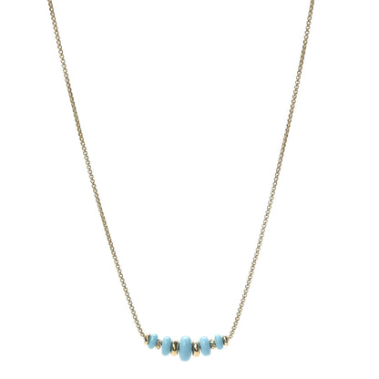 David Yurman 18K Yellow Gold Turquoise Rio Rondelle Short Station Necklace 1 of 5