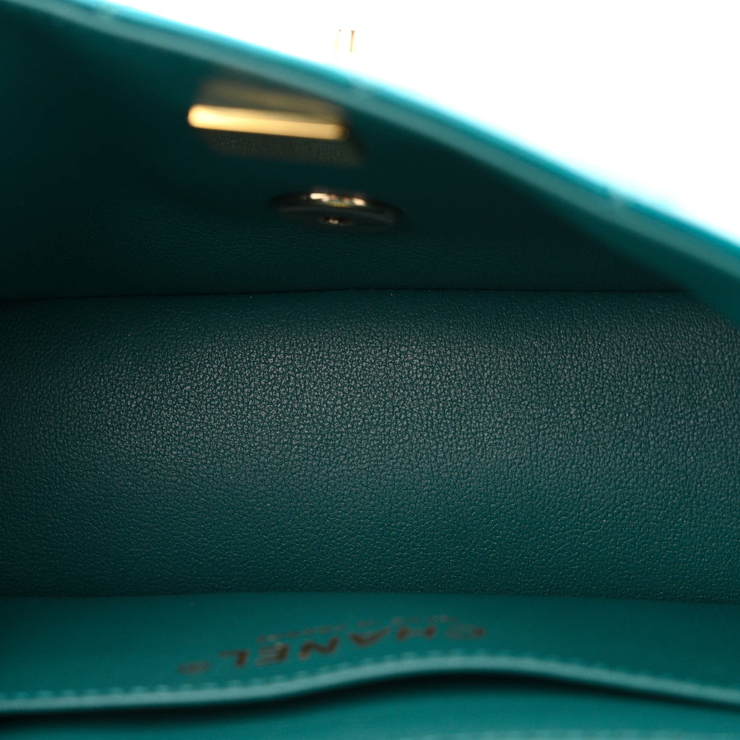 Shaded Patent Calfskin Quilted Mini Rectangular Flap Green Blue