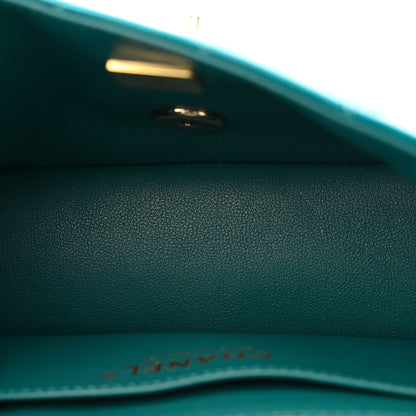 Chanel Shaded Patent Calfskin Quilted Mini Rectangular Flap Green Blue 5 of 10