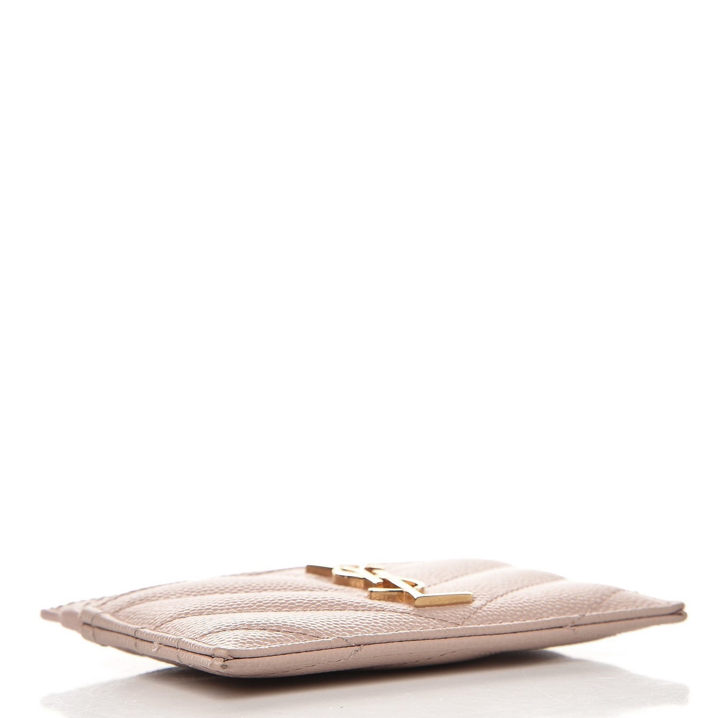 Grain De Poudre Matelasse Chevron Monogram Credit Card Case Pale Blush