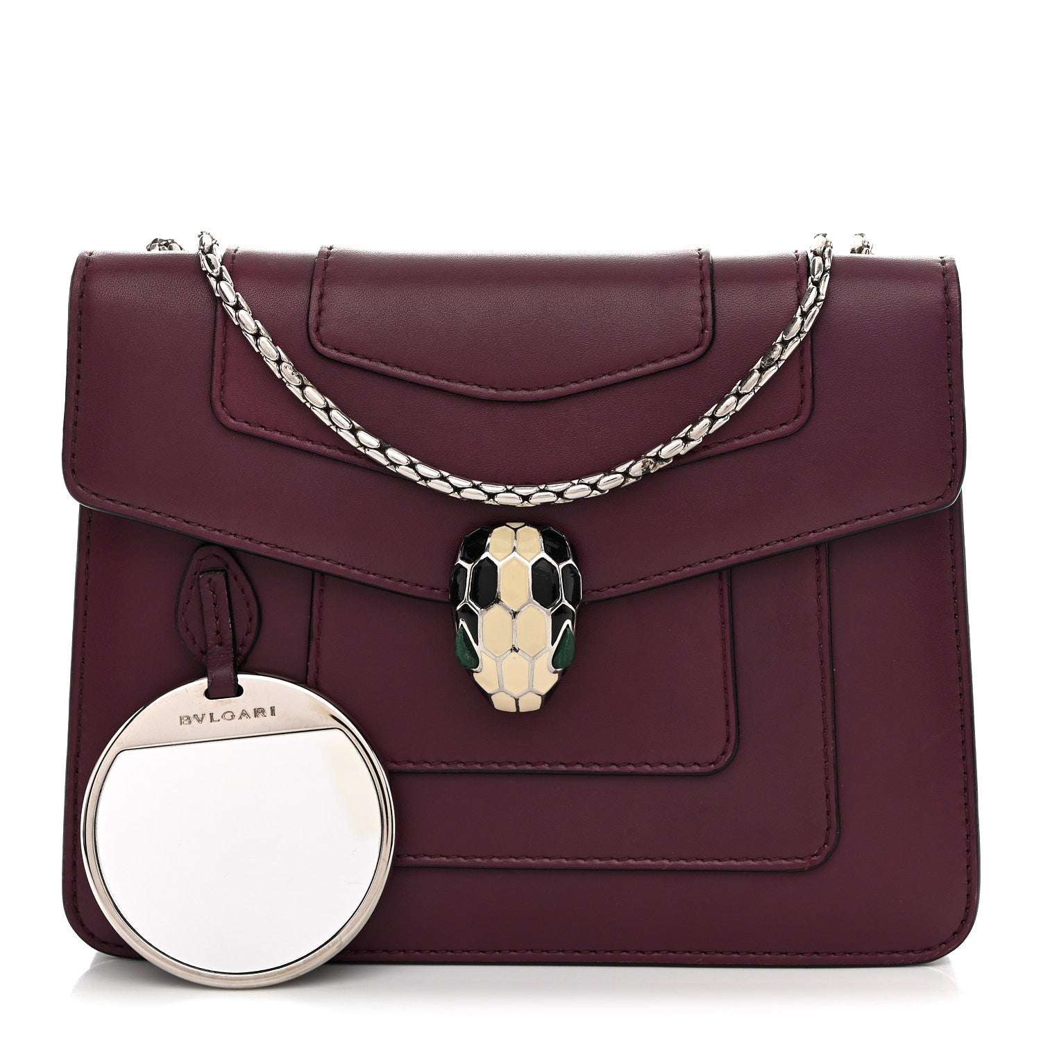 Bulgari Calfskin Small Serpenti Forever Snake Strap Crossbody Bag Purple 3 of 14