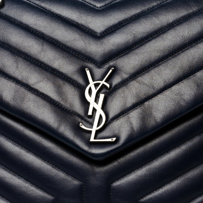 Saint Laurent Calfskin Y Quilted Monogram Large Loulou Chain Satchel Blue 8 of 12