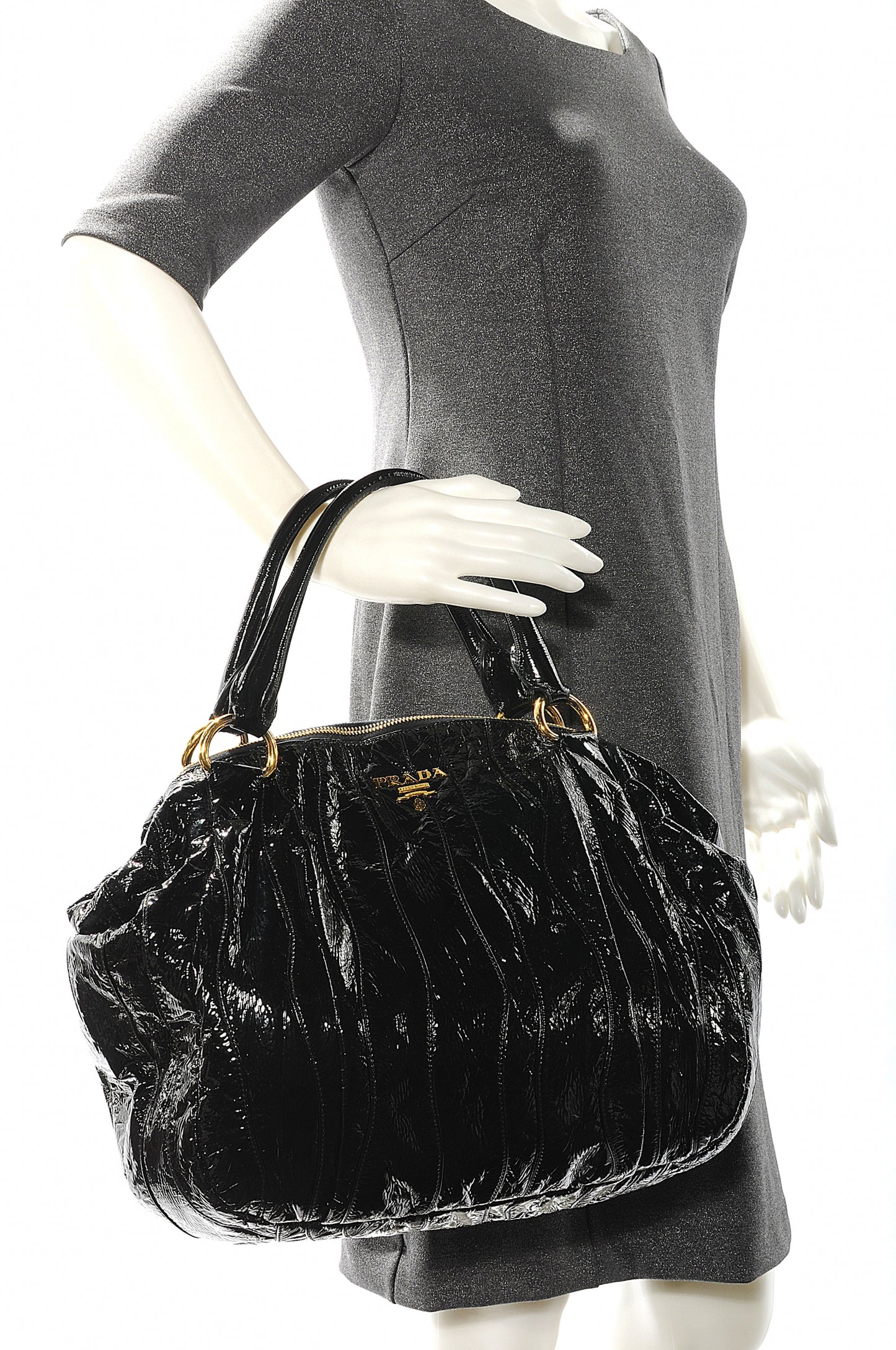 Vernice Stripes Handbag Black