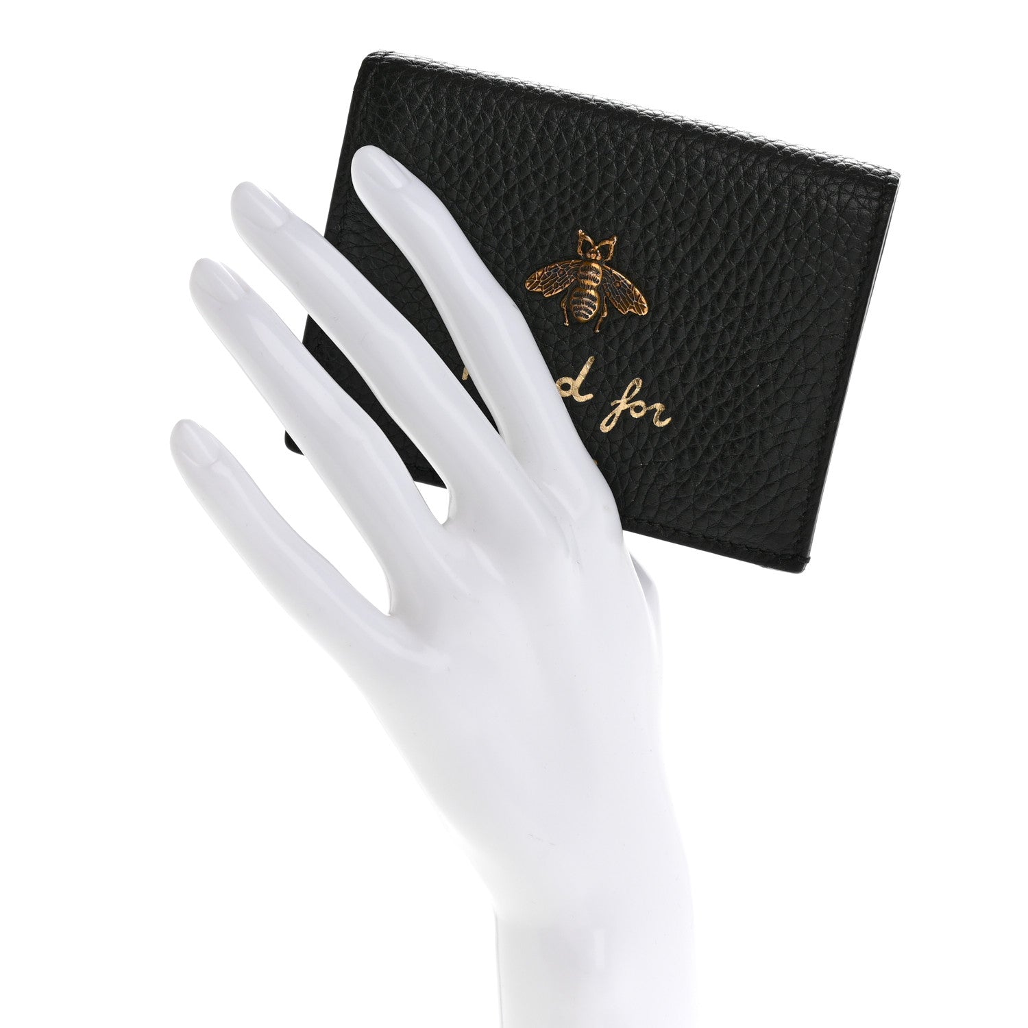 Gucci Pebbled Calfskin Animalier Card Case Black 2 of 11