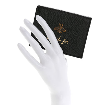Gucci Pebbled Calfskin Animalier Card Case Black 2 of 11
