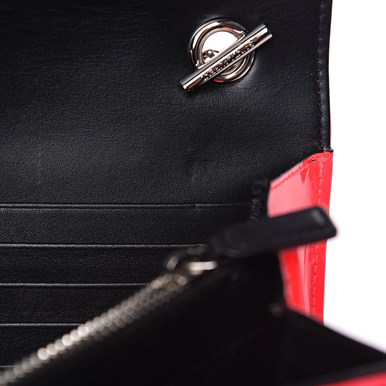 Saint Laurent Patent Calfskin Matelasse Monogram Vicky Chain Wallet Neon Pink 9 of 11