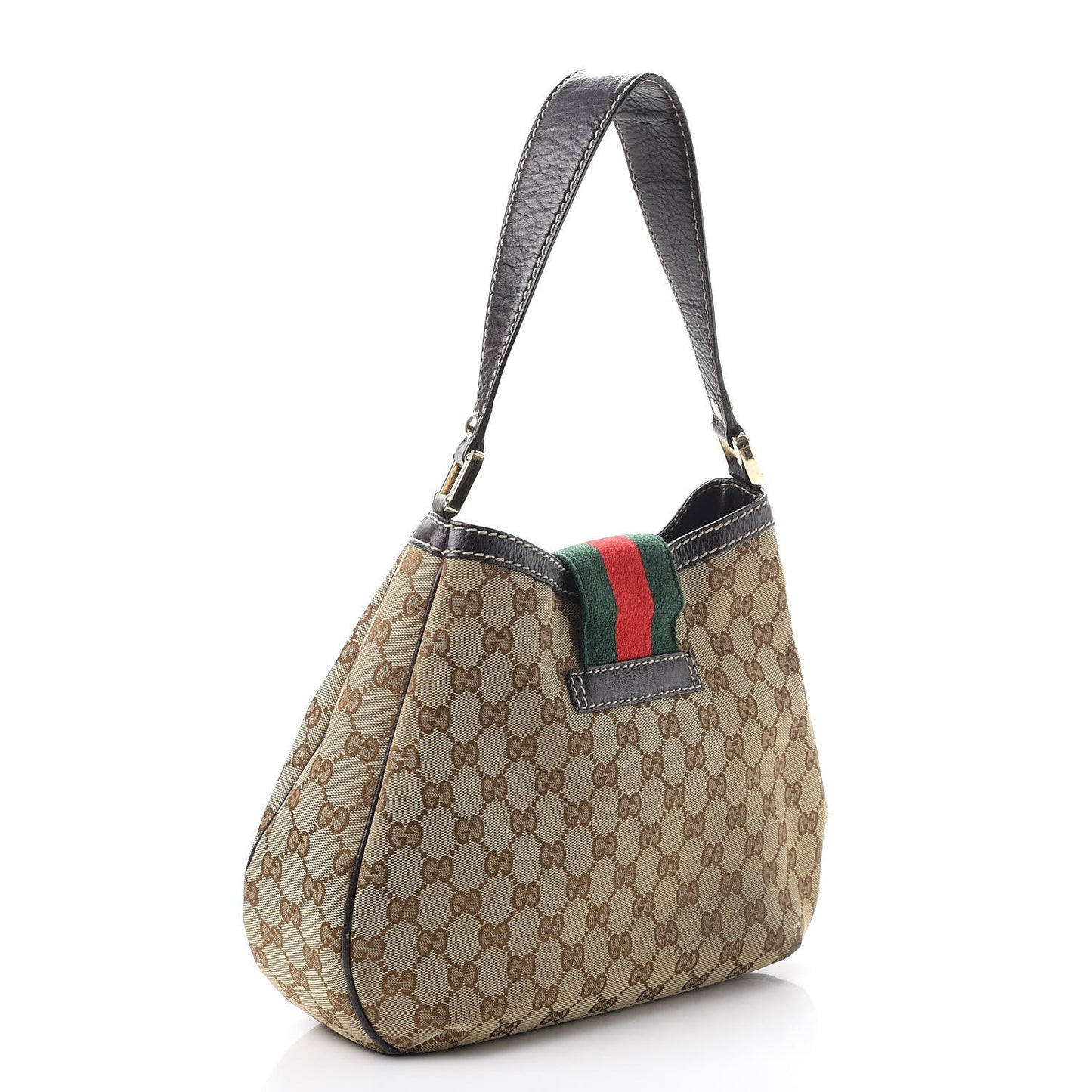 Monogram Medium New Ladies Web Hobo Dark Brown