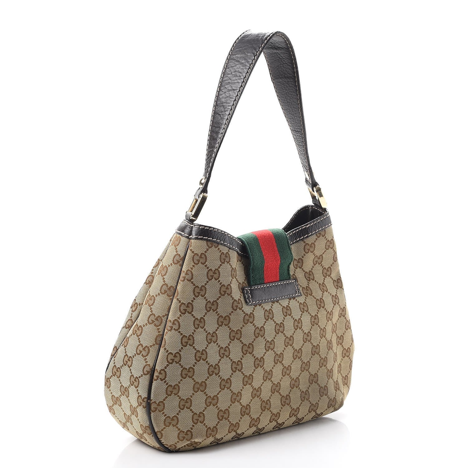 Gucci Monogram Medium New Ladies Web Hobo Dark Brown 3 of 14