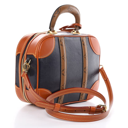 Louis Vuitton Calfskin Reverse Monogram Valisette PM Navy Caramel 3 of 11