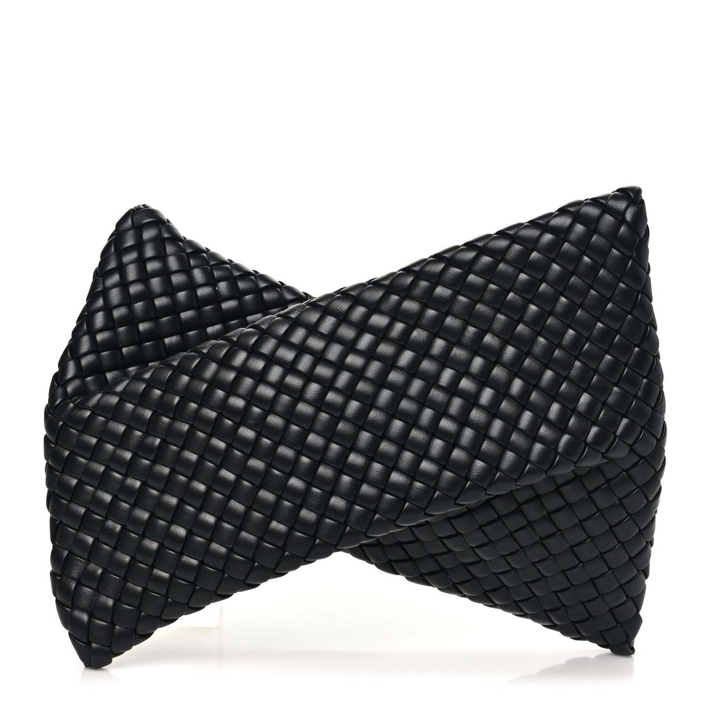 Nappa Intrecciato Crisscross Clutch Black