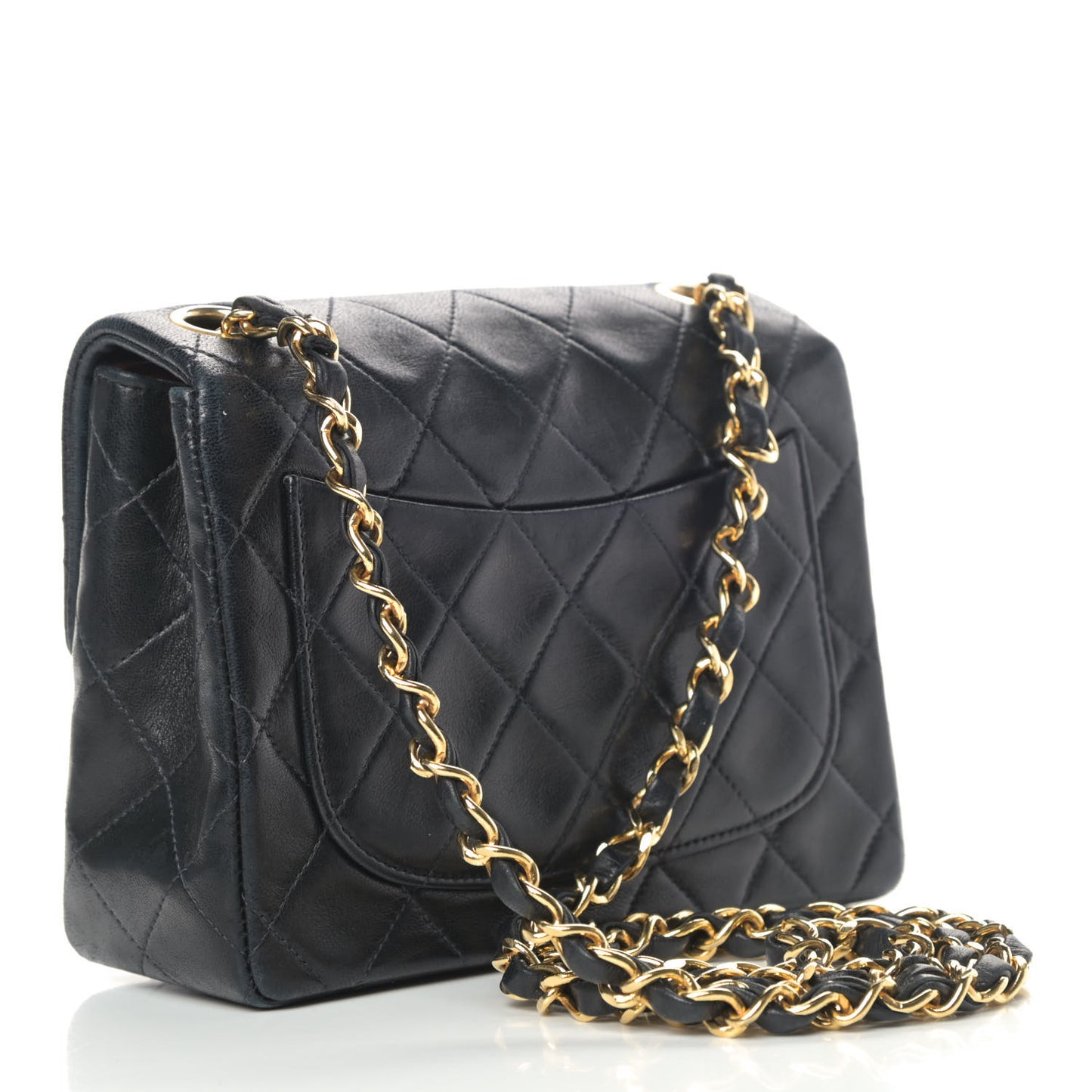 Lambskin Quilted Mini Square Flap Bag Black