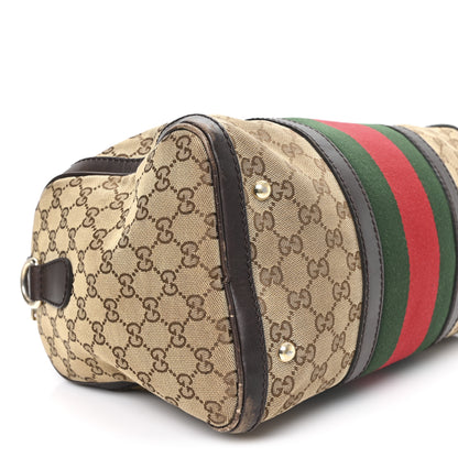Gucci Monogram Vintage Web Medium Boston Dark Brown 9 of 12
