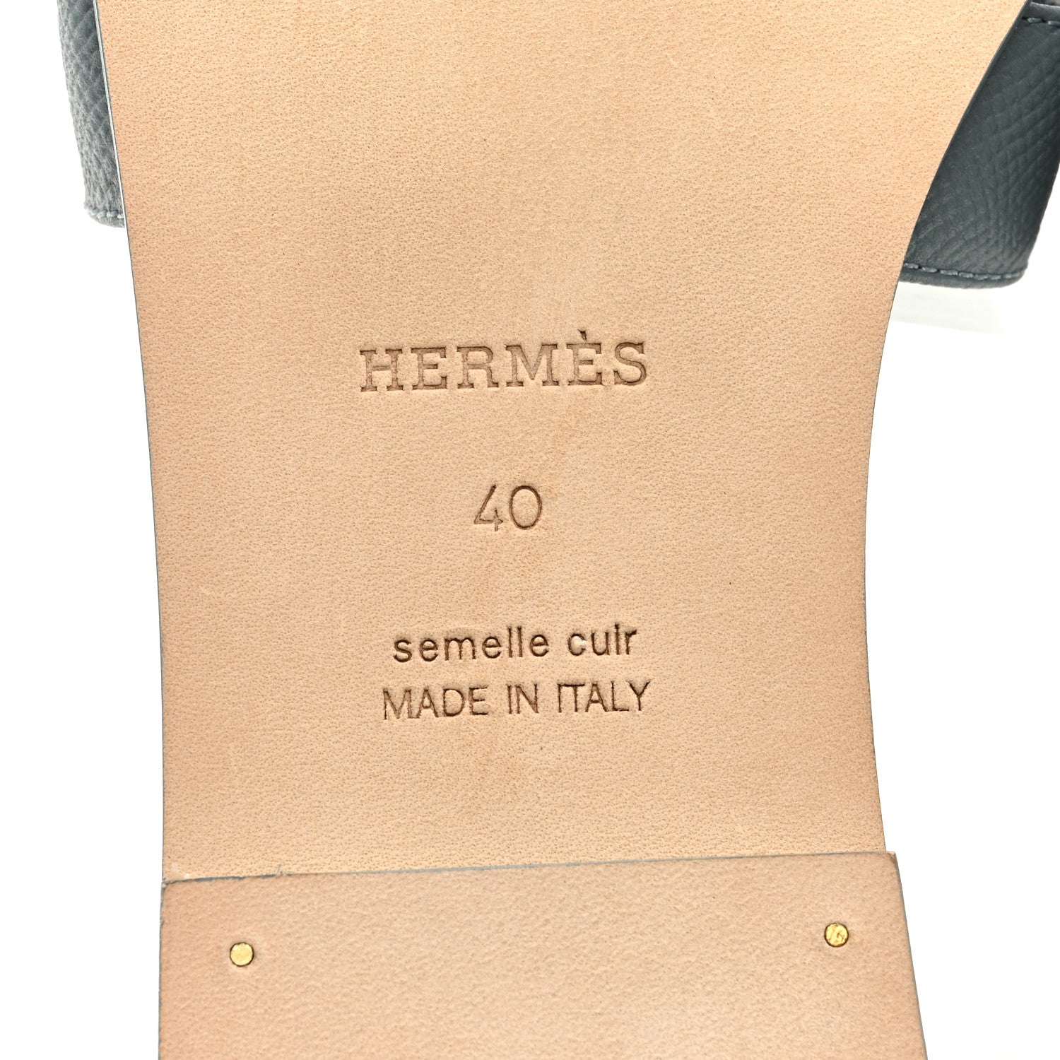 Hermes Epsom Oran Sandals 40 Gris Antarctique 6 of 9