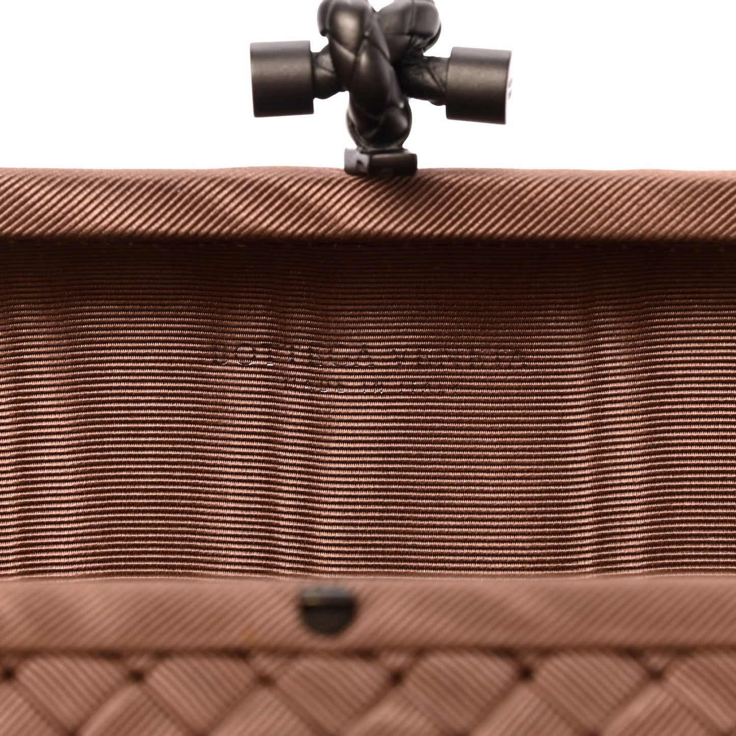 Satin Intreccio Impero Stretch Knot Clutch Camel