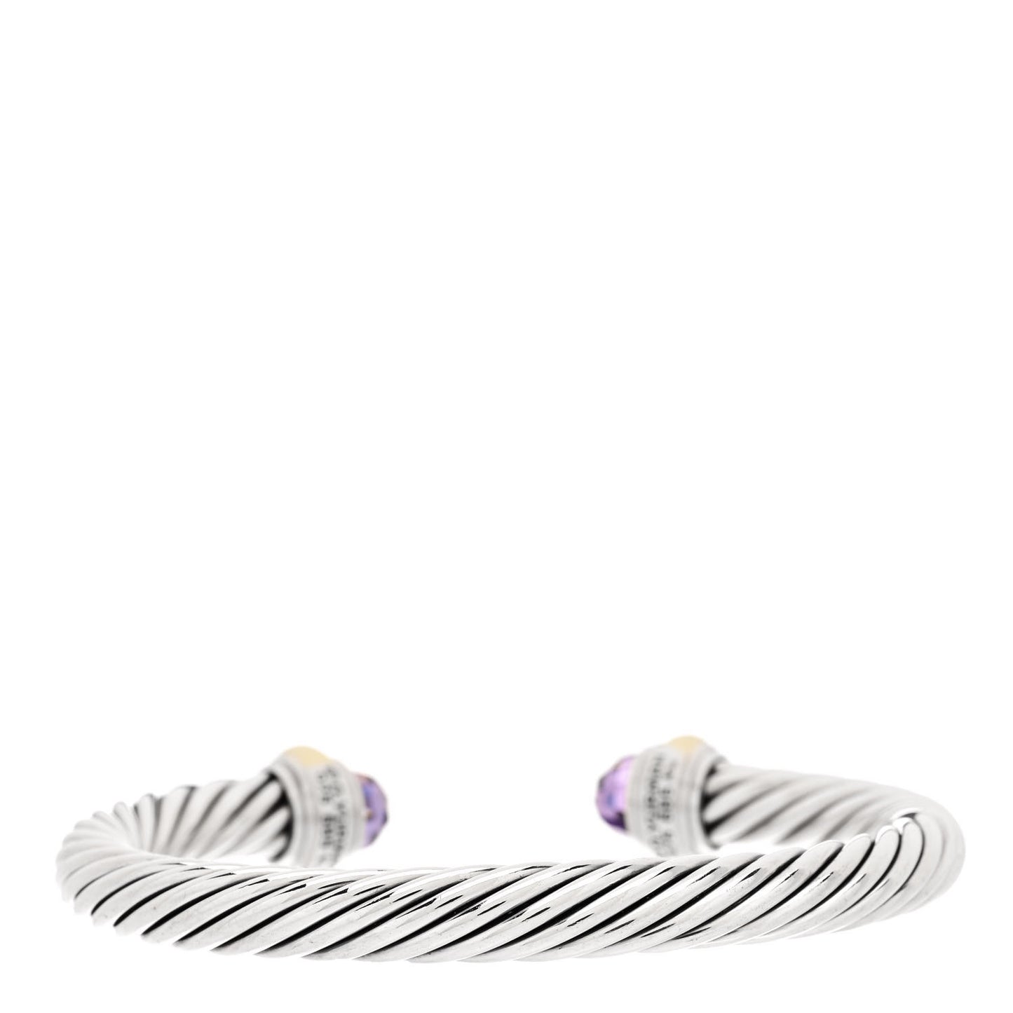 Sterling Silver 14K Yellow Gold Amethyst 7mm Cable Classics Bracelet