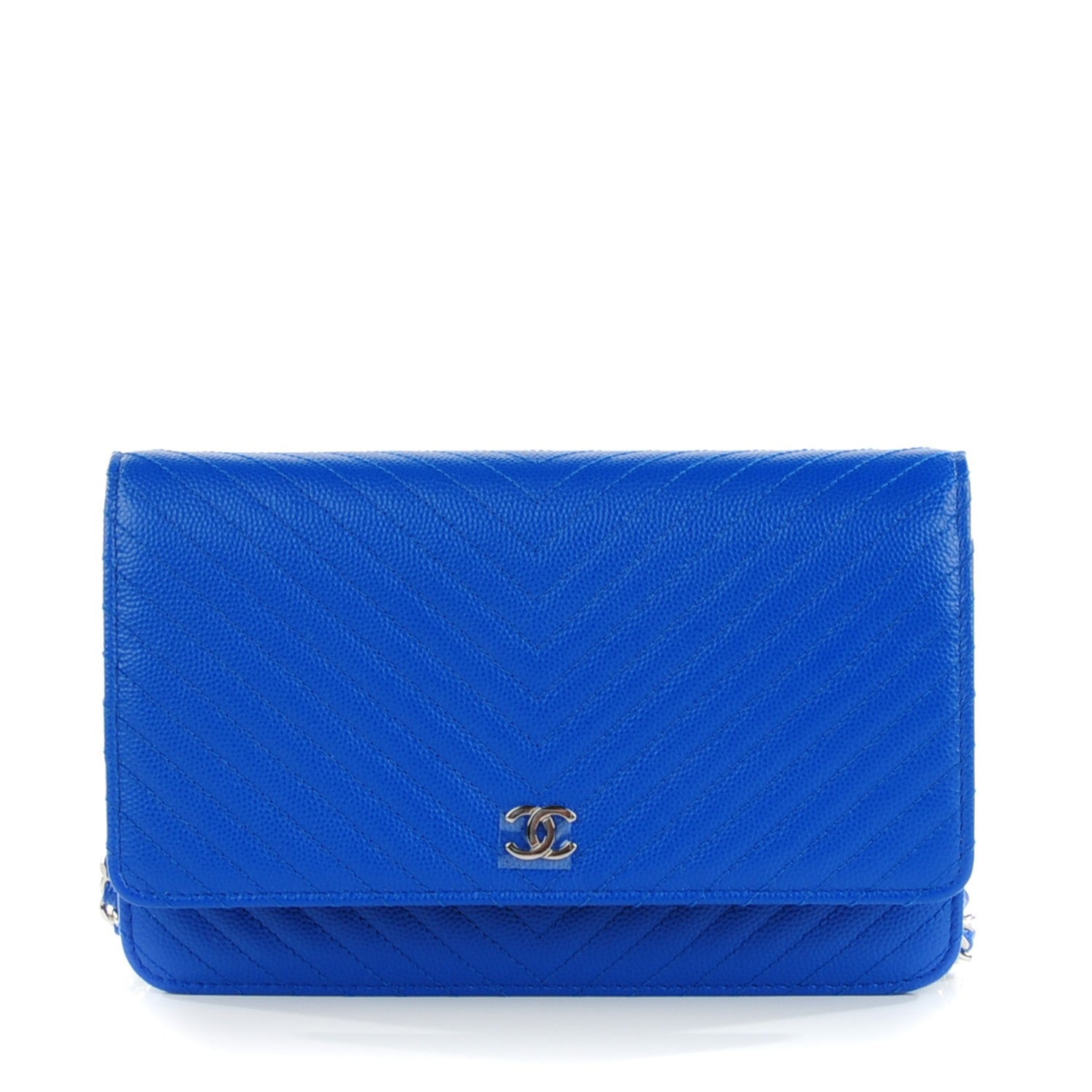 Chanel Caviar Chevron Wallet On Chain WOC Blue 1 of 8
