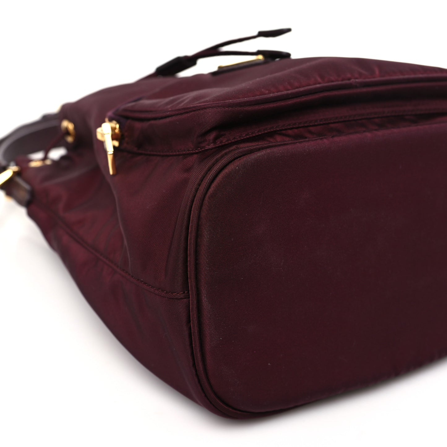 Re-Nylon Saffiano Duet Bucket Crossbody Bag Bordeaux
