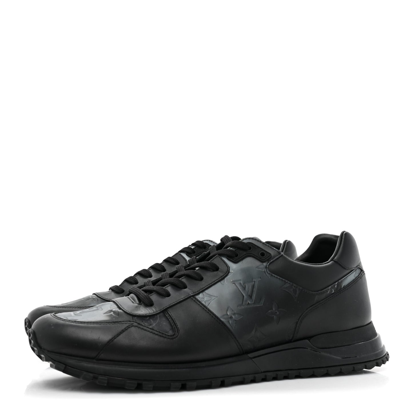 Iridescent Textile Monogram Calfskin Mens Run Away Sneakers 10 Black