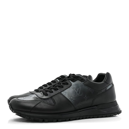 Louis Vuitton Iridescent Textile Monogram Calfskin Mens Run Away Sneakers 10 Black 3 of 11