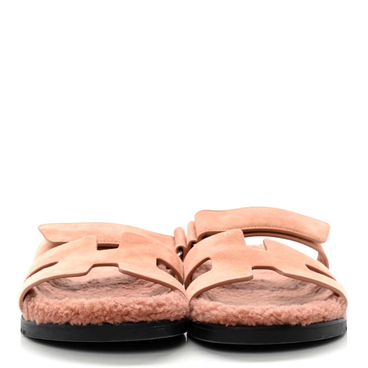 Hermes Suede Goatskin Woolskin Womens Chypre Sandals 41 Rose Aube 2 of 14